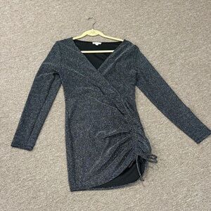 Sparkly Faux Wrap Mini Dress